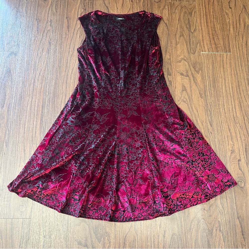 Roman Wine Red Velvet Dress Size 18